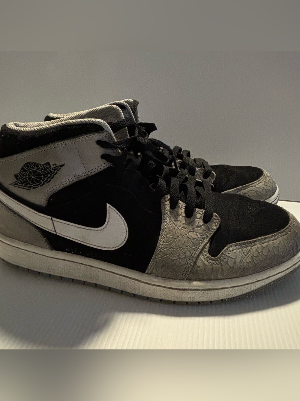 Nike Air Jordan 1 Mid SE Elephant Toe Black Grey Sneakers Men’s Size 11
